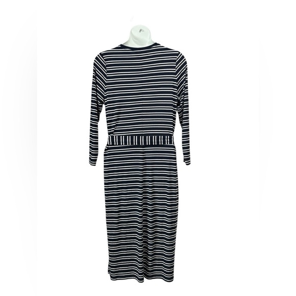 NWOT, Addition Elle, Plus-Size Wave-Patterned Striped Maxi Dress, 3X, Navy - Picture 8 of 10